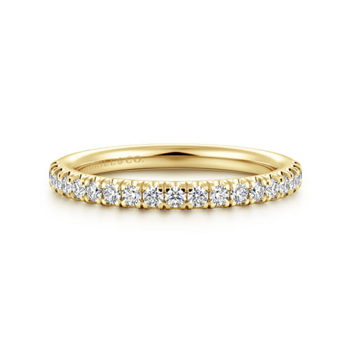 14K Yellow Gold French Pavé Diamond Anniversary Band