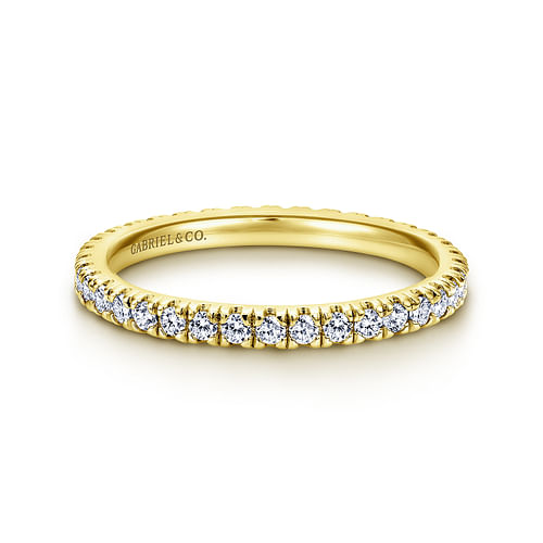14K Yellow Gold French Pavé Diamond Eternity Ring
