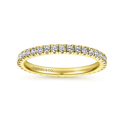 14K Yellow Gold French Pavé Diamond Eternity Ring