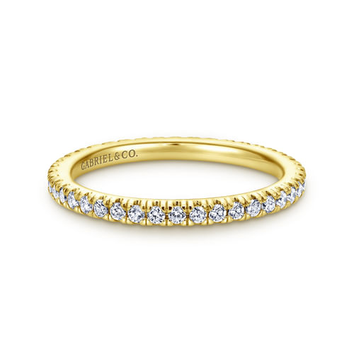 14K Yellow Gold French Pavé Diamond Eternity Ring