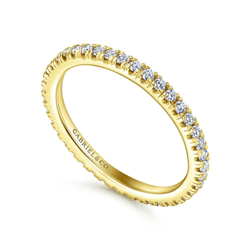 14K Yellow Gold French Pavé Diamond Eternity Ring
