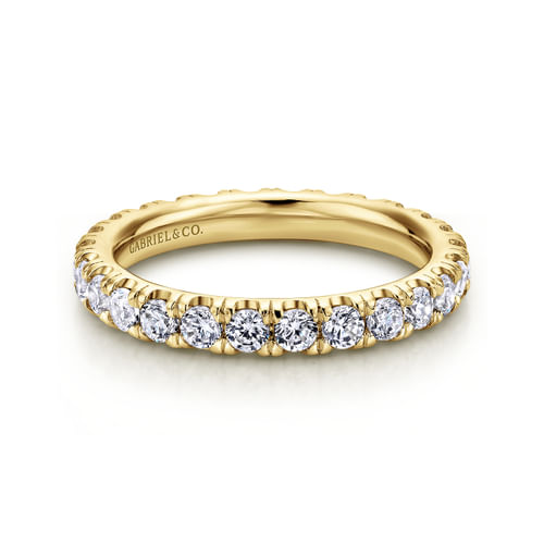 14K Yellow Gold French Pavé Diamond Eternity Ring