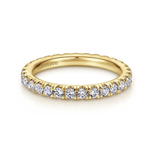 14K Yellow Gold French Pavé Diamond Eternity Ring