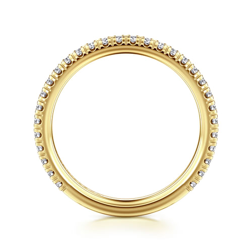 14K Yellow Gold French Pavé Diamond Wedding Band