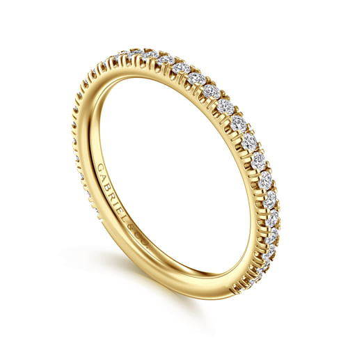 14K Yellow Gold French Pavé Diamond Wedding Band