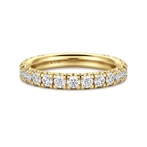14K Yellow Gold French Pavé Diamond Wedding Band