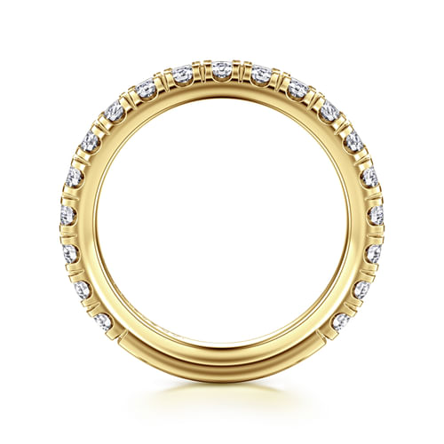 14K Yellow Gold French Pavé Diamond Wedding Band