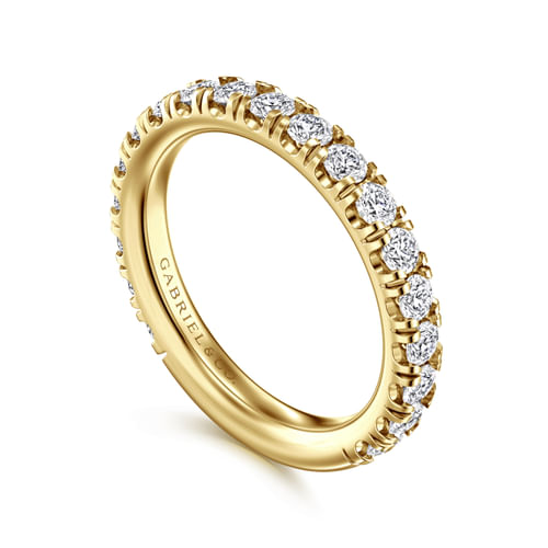 14K Yellow Gold French Pavé Diamond Wedding Band