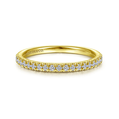 14K Yellow Gold French Pavé Diamond Wedding Band