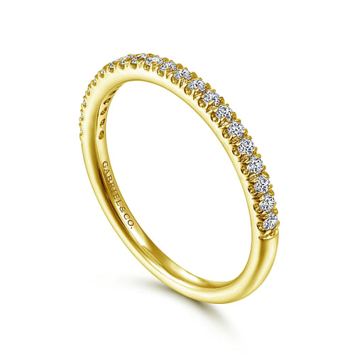 14K Yellow Gold French Pavé Diamond Wedding Band