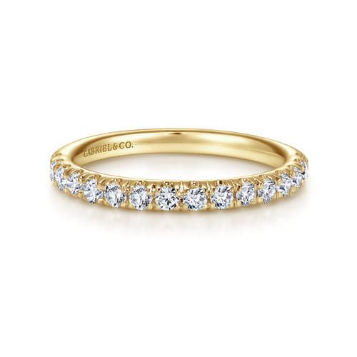 14K Yellow Gold French Pavé Diamond Wedding Band