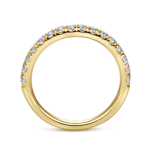 14K Yellow Gold French Pavé Diamond Wedding Band