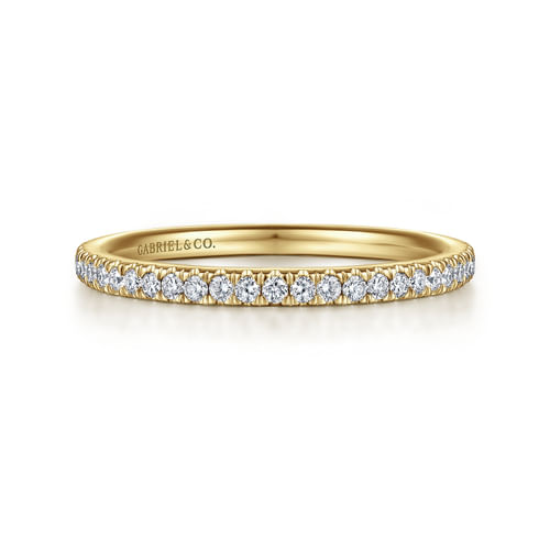 14K Yellow Gold French Pavé Diamond Wedding Band