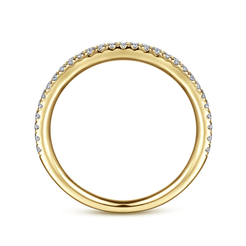 14K Yellow Gold French Pavé Diamond Wedding Band