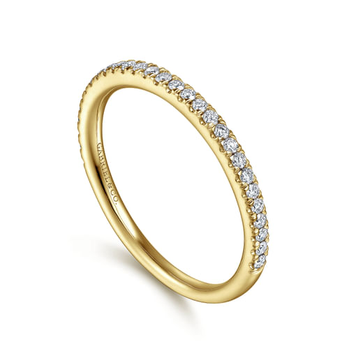 14K Yellow Gold French Pavé Diamond Wedding Band