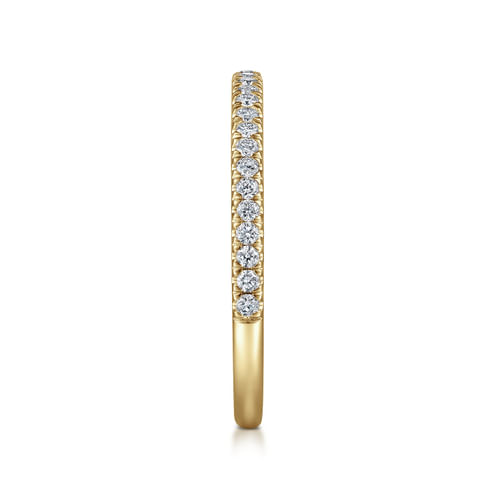 14K Yellow Gold French Pavé Diamond Wedding Band