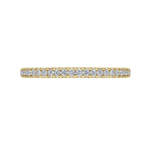 14K Yellow Gold French Pavé Diamond Wedding Band