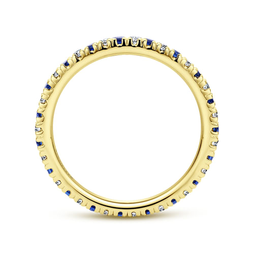 14K Yellow Gold French Pavé Sapphire and Diamond Eternity Band