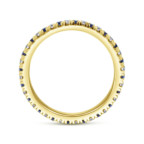 14K Yellow Gold French Pavé Sapphire and Diamond Eternity Band