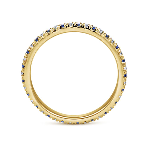 14K Yellow Gold French Pavé Sapphire and Diamond Eternity Band