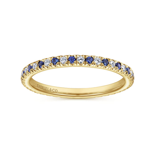 14K Yellow Gold French Pavé Sapphire and Diamond Eternity Band
