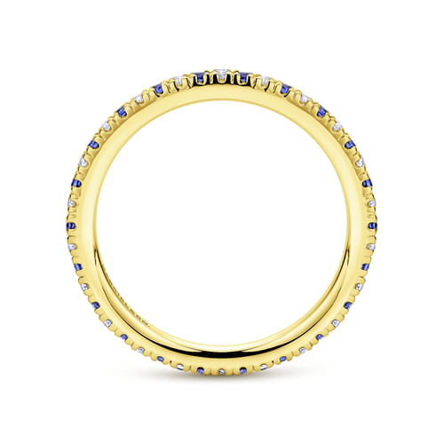 14K Yellow Gold French Pavé Sapphire and Diamond Eternity Band