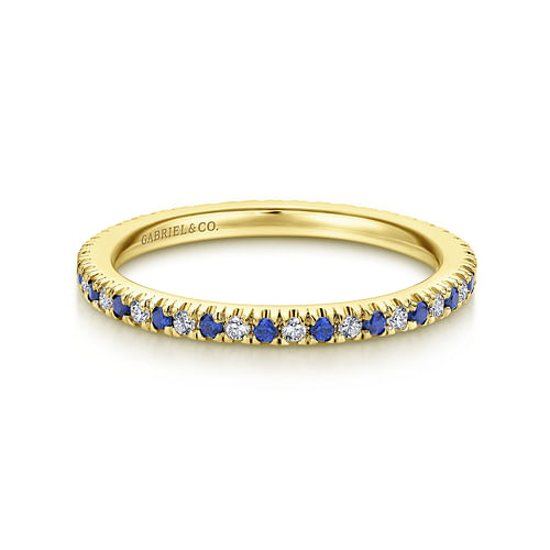 14K Yellow Gold French Pavé Sapphire and Diamond Eternity Band