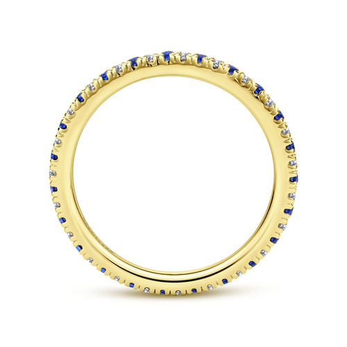 14K Yellow Gold French Pavé Sapphire and Diamond Eternity Band