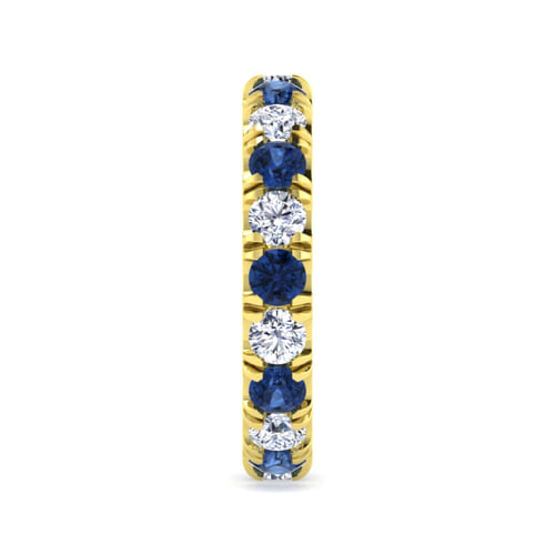 14K Yellow Gold French Pavé Sapphire and Diamond Eternity Band