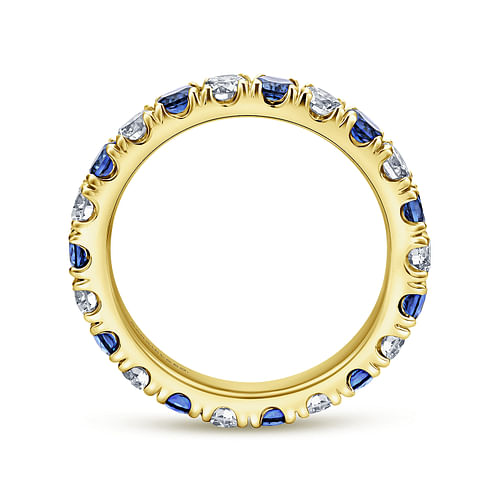 14K Yellow Gold French Pavé Sapphire and Diamond Eternity Band