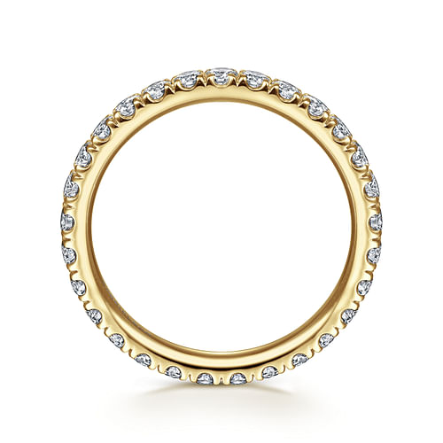 14K Yellow Gold French Pavé Set Diamond Eternity Band