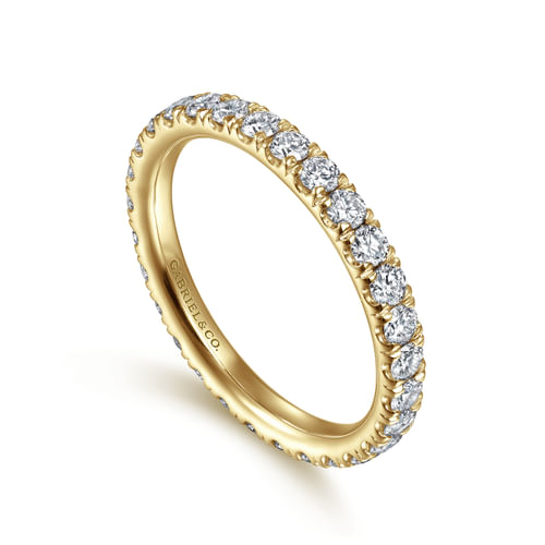 14K Yellow Gold French Pavé Set Diamond Eternity Band