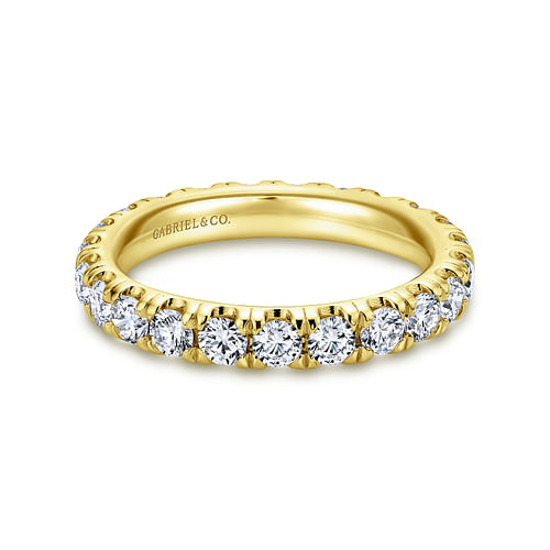 14K Yellow Gold French Pavé Set Diamond Eternity Band