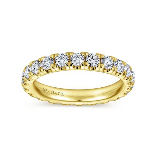 14K Yellow Gold French Pavé Set Diamond Eternity Band