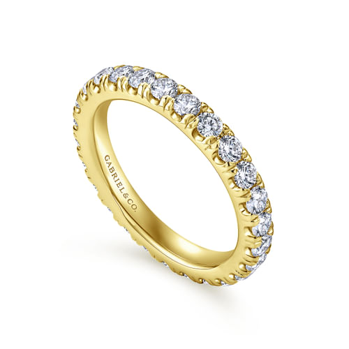 14K Yellow Gold French Pavé Set Diamond Eternity Band