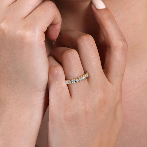14K Yellow Gold French Pavé Set Diamond Eternity Band
