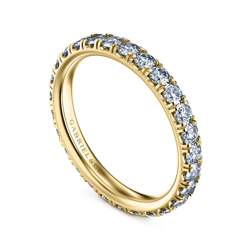 14K Yellow Gold French Pavé Set Diamond Eternity Band