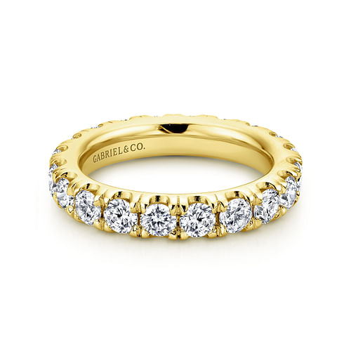 14K Yellow Gold French Pavé Set Diamond Eternity Band