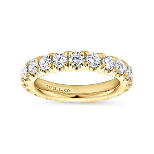 14K Yellow Gold French Pavé Set Diamond Eternity Band