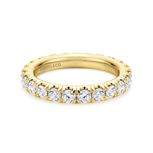 14K Yellow Gold French Pavé Set Diamond Eternity Band