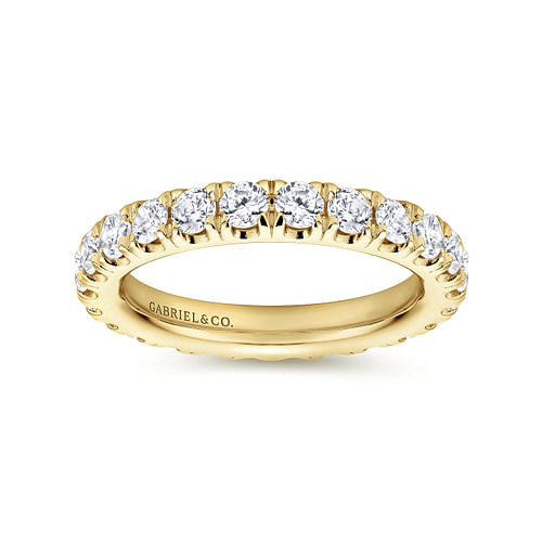 14K Yellow Gold French Pavé Set Diamond Eternity Band