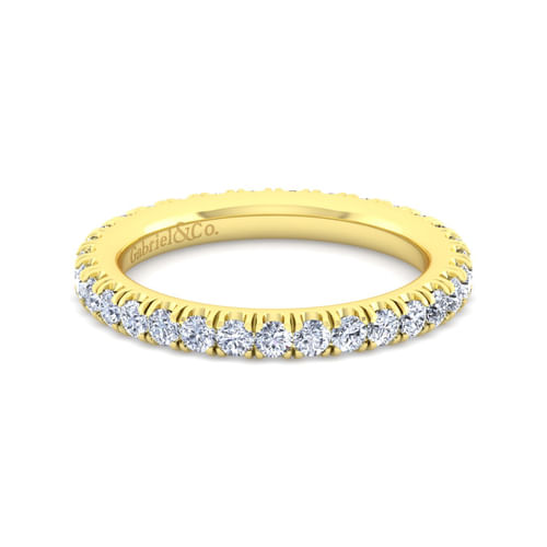 14K Yellow Gold French Pavé Set Diamond Eternity Band