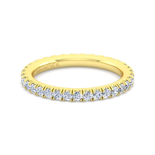 14K Yellow Gold French Pavé Set Diamond Eternity Band