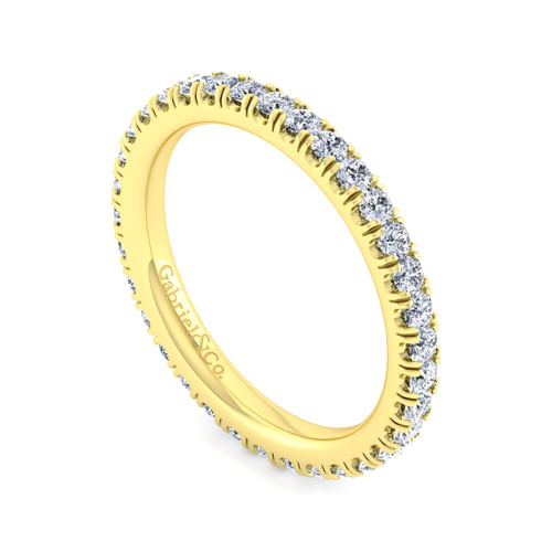 14K Yellow Gold French Pavé Set Diamond Eternity Band