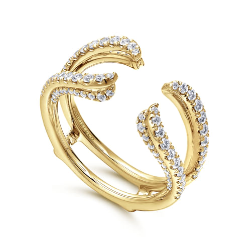 14K Yellow Gold French Pavé Set Diamond Ring Enhancer