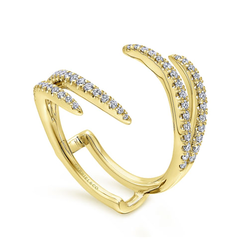 14K Yellow Gold French Pavé Set Diamond Ring Enhancer