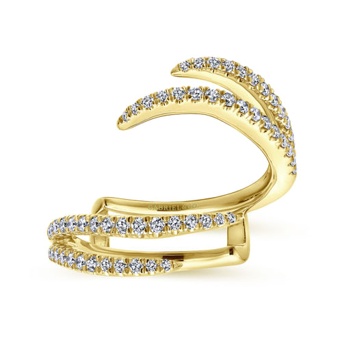 14K Yellow Gold French Pavé Set Diamond Ring Enhancer