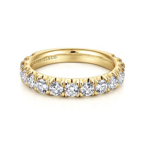 14K Yellow Gold French Pavé Set Diamond Wedding Band