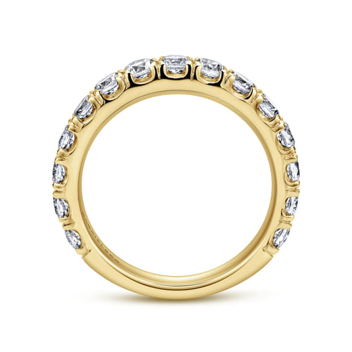 14K Yellow Gold French Pavé Set Diamond Wedding Band