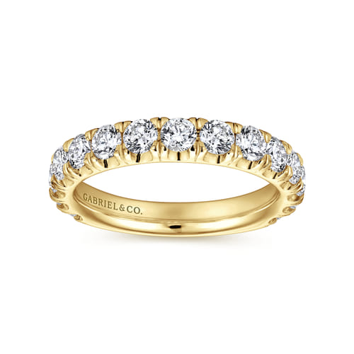 14K Yellow Gold French Pavé Set Diamond Wedding Band